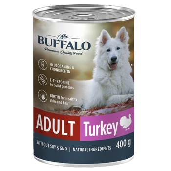 Mr.Buffalo влажный консервированный корм ADULT 400г (индейка ) для собак