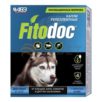 Fitodoc, капли репеллентные для собак от 25 кг, 2,5 мл, 1 пипетка