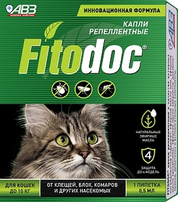 FITODOC  капли репеллентные для кошек (1 пип. по 0,5 мл), защита от эктопаразитов