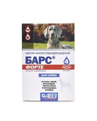 Барс форте капли инсектоакарицидные от блох и клещей для собак, 4 дозы (на основе фипронила)