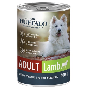 Mr.Buffalo влажный консервированный корм ADULT 400г (ягненок) для собак
