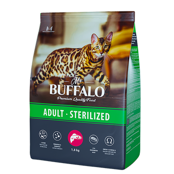 Mr.Buffalo STERILIZED 1,8кг (лосось) д/кошек