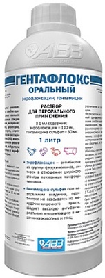 Гентафлокс оральный (в 1 мл: гентамицина сульфат-50 мг; энрофлоксацин-100 мг), раствор для перорального применения. Для лечения бактериальных инфекций свиней и птиц.