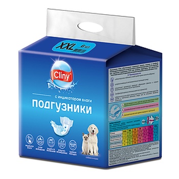 Подгузники Cliny для собак 25-40 кг размер XXL (6шт)