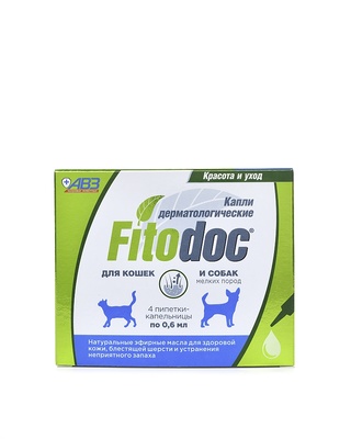 FITODOC капли дерматологические для мелких пород собак и кошек - средство для комплексного ухода за состоянием кожно-волосяного покрова собак и кошек и устранения неприятного запаха