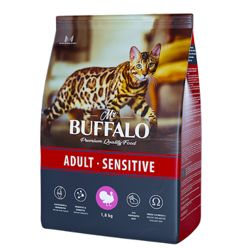 Mr.Buffalo ADULT SENSITIVE 1,8кг (индейка) д/кошек