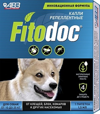 FITODOC  капли репеллентные для собак от 10 до 25 кг, защита от эктопаразитов