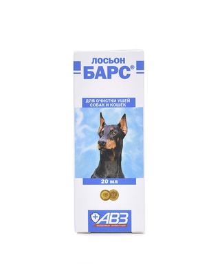 Лосьон "БАРС" - средство для очистки ушей  собак и кошек, обладающее противовоспалительным и антимикробным действием, 20 мл