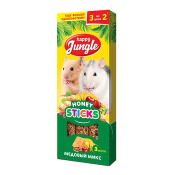 Happy Jungle Палочки для мелких грызунов микс 3 вкуса, 3 шт.