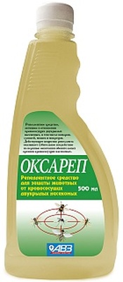 Оксареп (в 1 мл: оксамат-200 мг) - репеллентное средство для защиты животных от кровососущих двукрылых насекомых