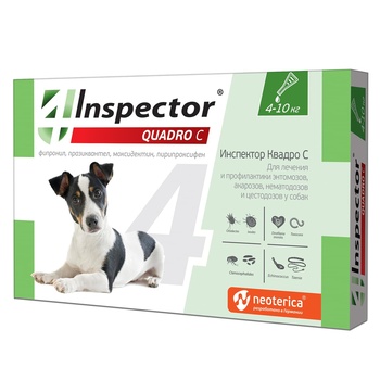 Inspector Quadro Капли от паразитов для собак 4-10кг